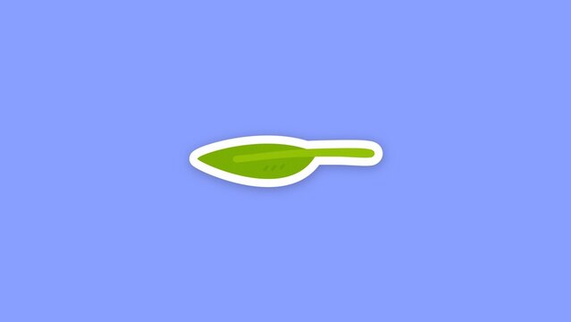 Eco Friendly Sticker / Lime Green Leaf with Long Stem, Sticker Animation for Spring Intros, Vegan Food Promos and Eco Lifestyle Social Media Videos / Horizontal / Part 18