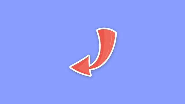 Eco Friendly Sticker / Bold Red Curved Arrow, Sticker Pop Up for Pointing Out Details in Tutorials, Explainers, Reviews and Social Media Videos / Horizontal / Part 20