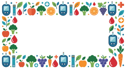 Fototapeta premium Diabetes Care Healthy Food Frame Illustration