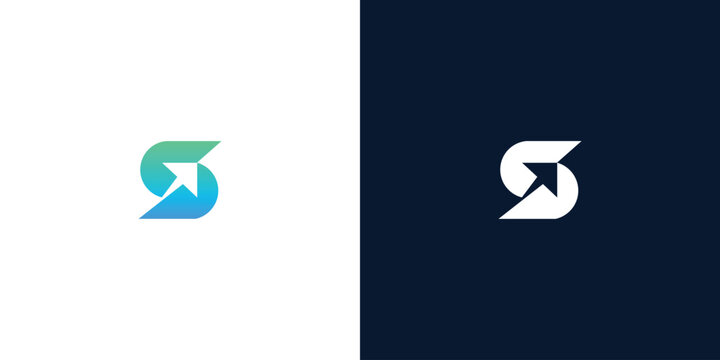 Abstract modern letter S logo design with upward arrow symbol for business growth and corporate identity branding