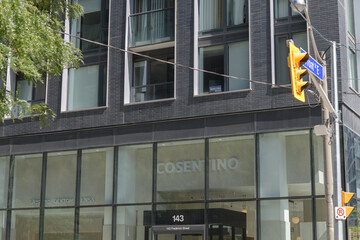 Obraz premium exterior building facade and sign of Cosentino City Toronto, a building materials supplier, located at 143 Frederick St near Front St E