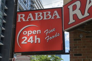 Obraz premium signage outside Rabba Fine Foods, a grocery store chain, located at 171 Front St E, Toronto