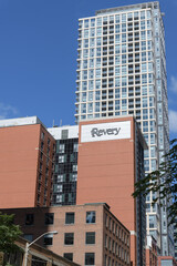 Obraz premium sign on the exterior of Revery Toronto Downtown, Curio Collection by Hilton, a 4-star hotel, located at 92 Peter St