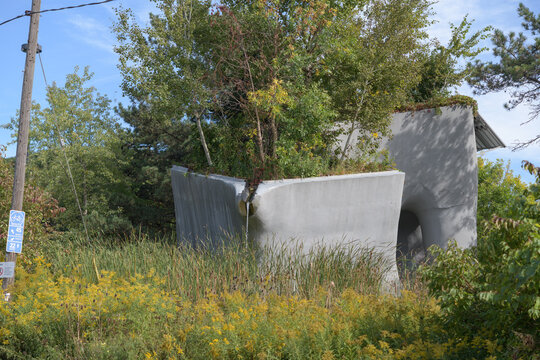 Noel Harding's Elevated Wetlands Sculptures art installation located at 425 Don Mills Road, nestled right beside the DVP highway and the river Don edge, Toronto