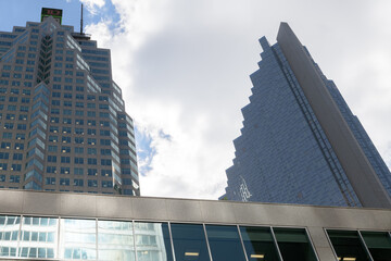 Obraz premium abstract roofline north elevation of (left) Brookfield Place and (right) Royal Bank Plaza, Toronto