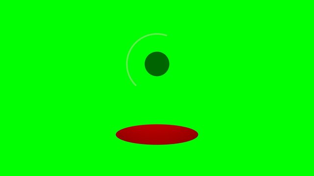 Minimalist Animated Eye with Red Mouth on Green Screen Chroma Key Background.