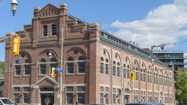 perspective view of Consumers Gas Company Water Gas Purifying House (Station A) designed by Bond & Smith, 1898, located at 51 Parliament St, Toronto - since renovated and repurposed as station