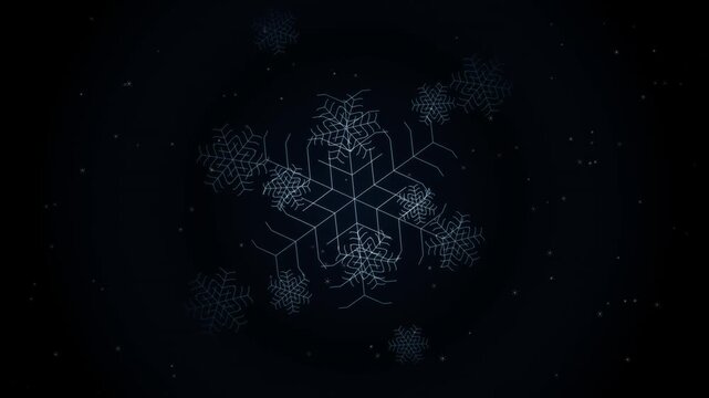 Intricate geometric snowflake design with transparent background and starry space effect