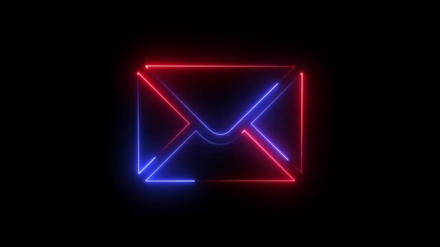 red colour neon glowing message box icon animation text box inbox dialogue box chat conversation notification box sign Neon Email Icon 4k video.