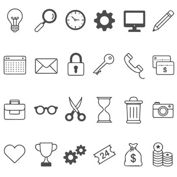 Business Essential Thin Line Web and Mobile UI Icon Set