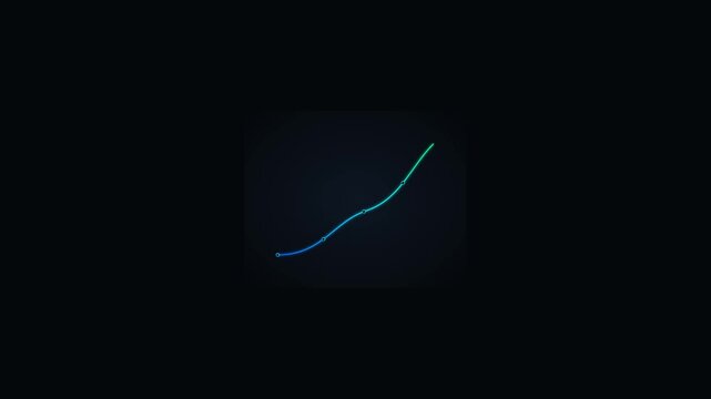 Glowing upward financial growth line chart representing success progress and data analytics on a minimalist dark background