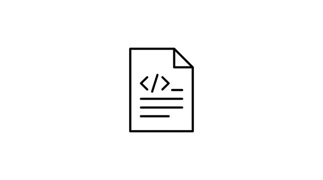 Coding File Document Line Icon Representing Programming Source Code Script and Web Development