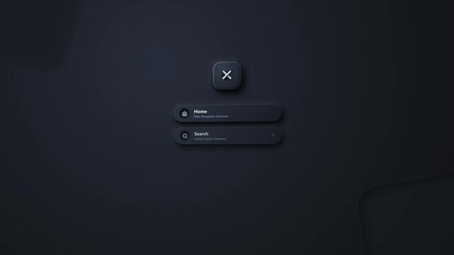 Neumorphic dark mode navigation menu animation
