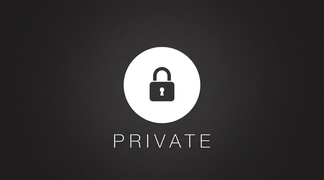 Modern graphic illustration of a white padlock icon with 'PRIVATE' text on a dark gradient background, symbolizing digital security and confidential access