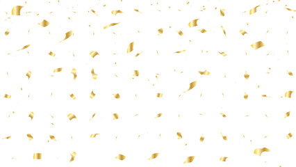 Obraz premium Golden confetti particles falling down isolated on transparent background