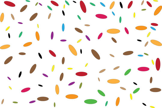 Abstract background with colorful confetti shapes isolated on transparent background