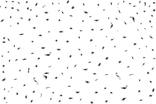 Falling black confetti pieces isolated on transparent background