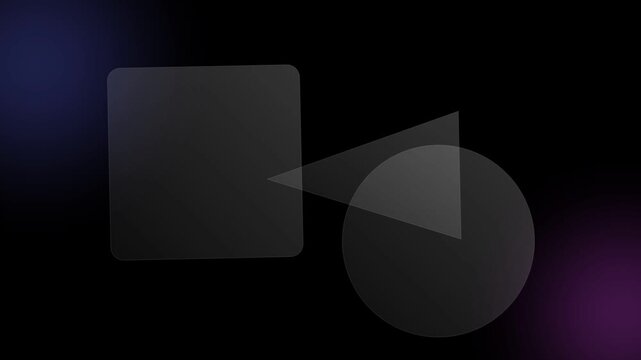 Abstract dark background with geometric shapes and soft purple lighting effects.