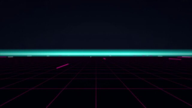 Retro synthwave grid horizon infinite driving seamless loop motion