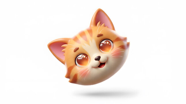 Cute Orange Tabby Cat Head Illustration, Adorable Kitten Face