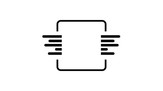 Black outline rounded square frame with horizontal speed lines on both sides, ideal for fast transition, motion graphic, app loading, and tech video
