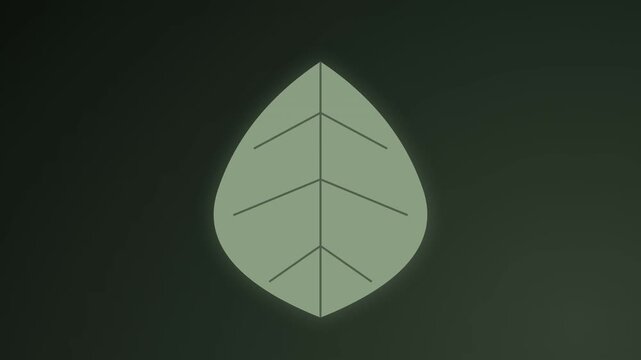 Minimalist green leaf icon on dark background for eco-friendly design