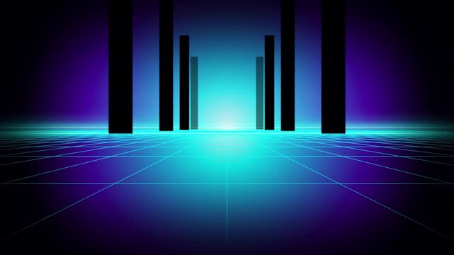 Neon cyber corridor forward traversal seamless loop background