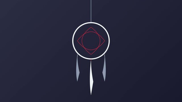 Minimalist dreamcatcher design on dark blue background