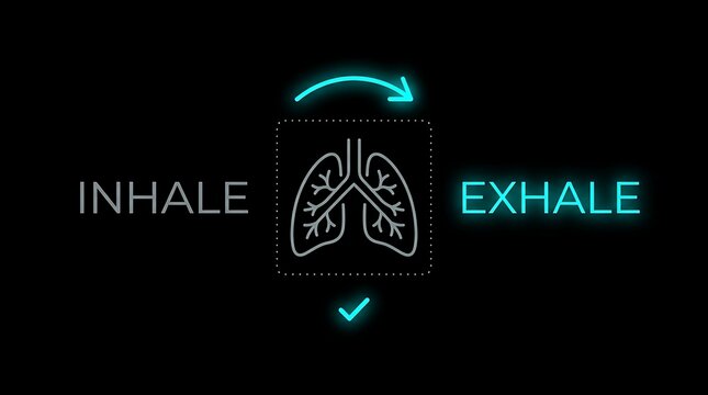 Lungs icon with inhale and exhale text
