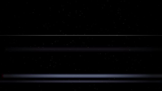 Horizontal CRT scanlines with analog static glitch blocks over starfield background seamless animation