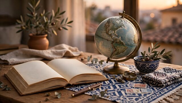 Warm evening light adds depth to a scholarly composition focused on language and global connection