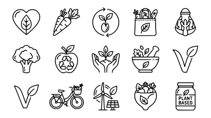 Fototapeta premium Vegan Lifestyle Icons: Healthy Food, Sustainability, and Eco-Friendly Living