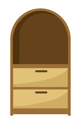 Wooden Arch Bookshelf Display Cabinet With Drawers Home Storage Furniture Illustration © Ahmad
