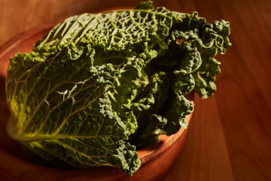 A whole head of Savoy Cabbage