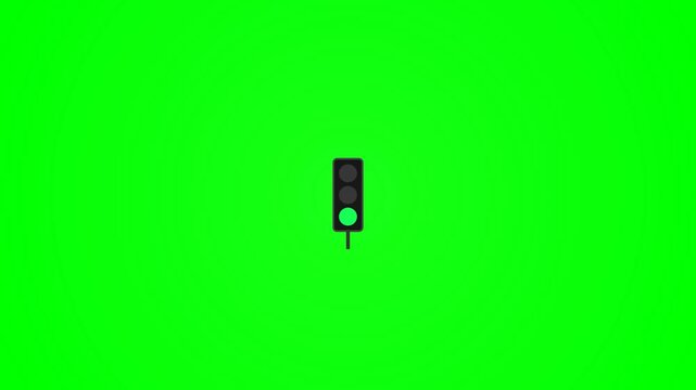 Minimalist traffic light icon on vibrant green background