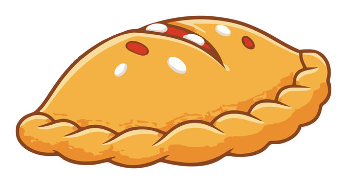 Delicious Italian pizza calzone vector illustration. Generative AI