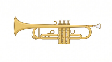 Fototapeta premium Golden brass trumpet instrument illustration isolated on a clean white background