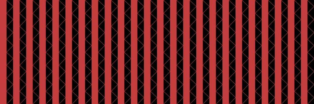 Abstract red and black vertical stripe seamless pattern with subtle thin diagonal line mesh texture for modern background design.