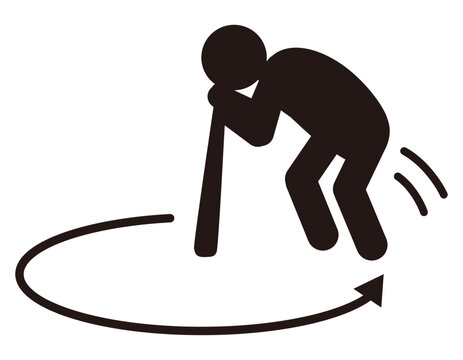 Person Spinning a Baseball Bat Pictogram, Baseball, Rotation, Dizziness and Unsteady Movement