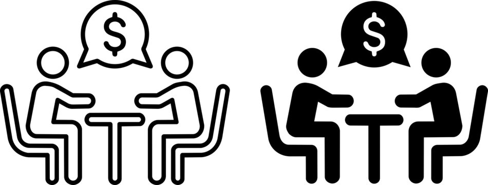 Business finance discussion meeting with dollar sign vector icon