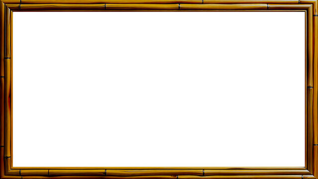Bamboo wood frame mockup 16:9 transparent PNG elegant border for resort hotel menu spa asset