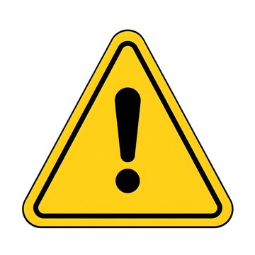 Yellow triangular warning sign with a bold black exclamation mark, representing caution, danger, hazard, risk, and safety alerts. Clean minimalist vector icon isolated on a white background.