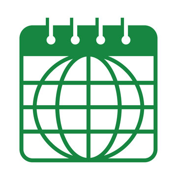 Calendar with globe, earth day calendar logo vector.