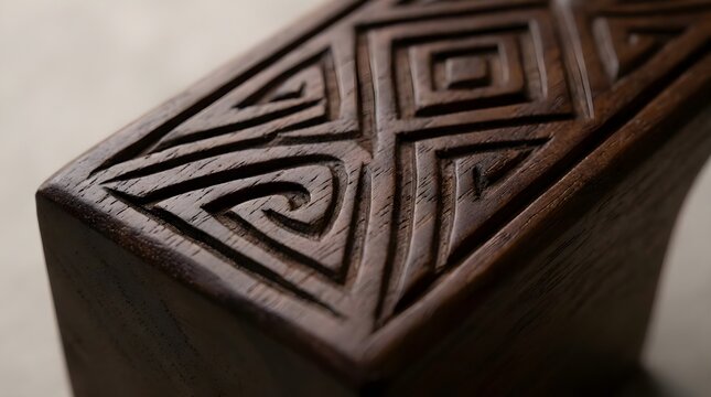 Traditional Tribal Pattern Wood Engraving Detail