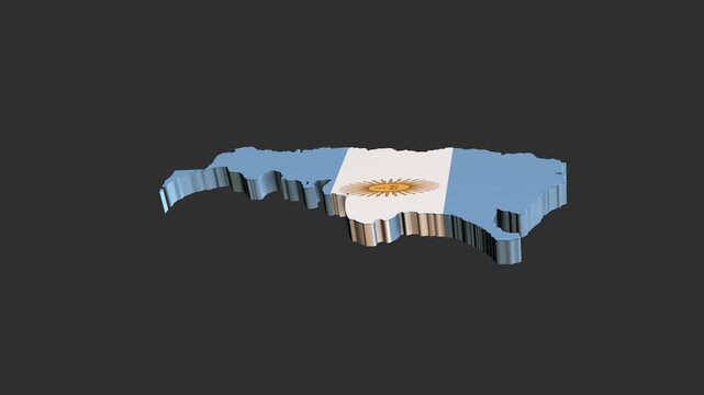 Argentina flag mapped onto 3D country shape video footage