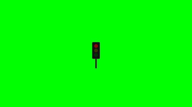 Minimalist traffic light icon on vibrant green background