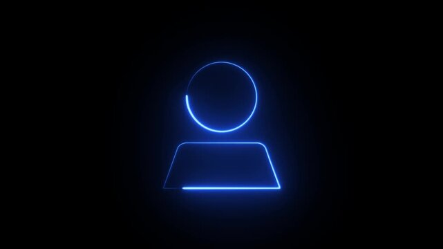 Glowing blue neon profile user symbol looping animation motion footage