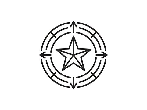 Black compass rose with star and directional arrows vector icon