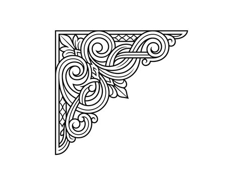 Elegant corner decorative swirl design in black and white