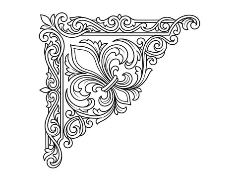 Elegant corner decorative floral design in intricate pattern